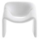 Contemporary Unique Curve Textured White Chenile Accent Chair